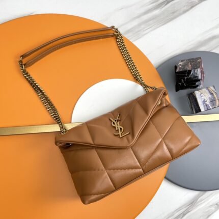 Puffer small in nappa leather natural tan